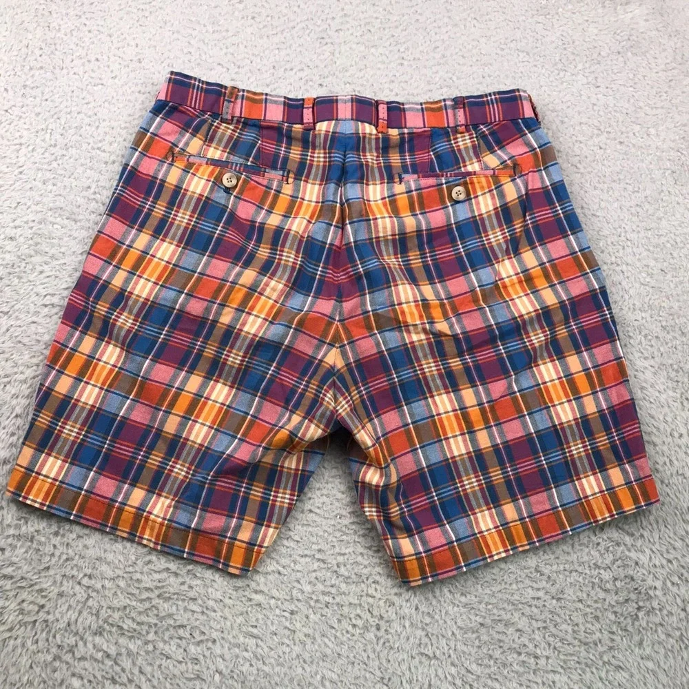 Peter Millar Shorts Mens 34 Colorful Madras Plaid 100% Cotton 8